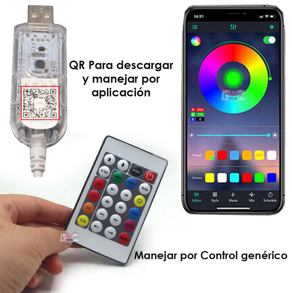 Miniatura 5 de Cinta RGB Fuego Artificial Con Control